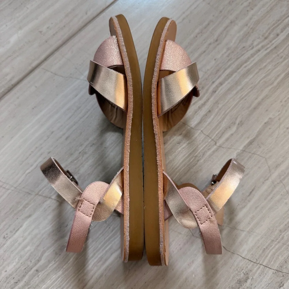 Nordstrom Sandals Nosadee Rose Gold Metallic Crisscross Straps Party Trip 10 EUC